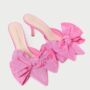 Loeffler Randall Bright Pink Pointed-Toe Bow Mules